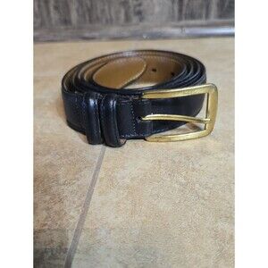 Allen Edmonds Black Leather Belt with Brass Buckle